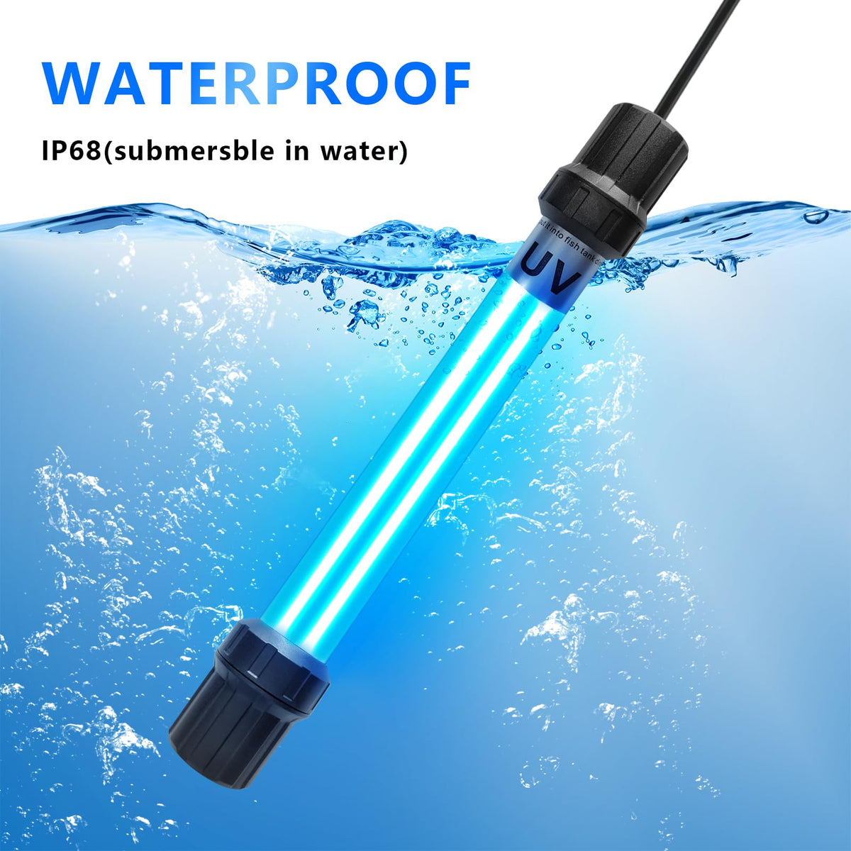 18W Aquarium UV Light for 100-1000 Gallon, UV Pond Water Clarifier for Koi Pond, Swimming Pool, Spa, Large Fish Tank, Cold Plunge UV Light for Pond