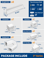 3" 13Ft Mini Split Line Set Cover, Decorative Line Hide Kit, White