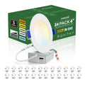 24 Pack 4 Inch LED Recessed Ceiling Light, 5CCT, Dimmable, White