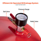 VEVOR 20-Gallon Waste Oil Drain Tank, Air Operated Portable Oil Drainer with Adjustable Funnel Height, Fluid Fuel Transfer Drainage with Wheels, Oil