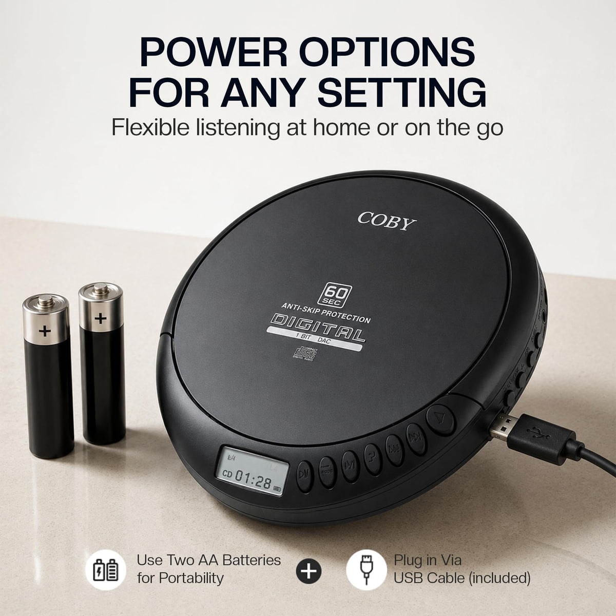 Coby Portable CD Player, 60 Second Anti Skip, FM Radio, CD Player for Car