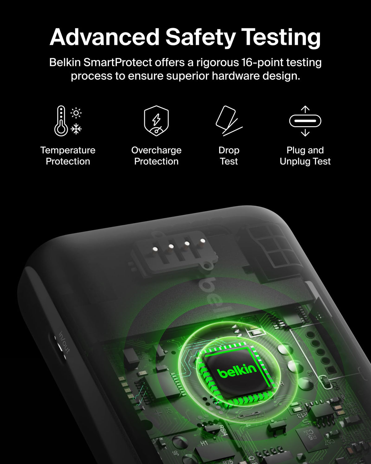 Belkin 10000mAh 23W Portable Power Bank w/ Integrated USB C and LTG Cables