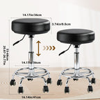 500lbs Heavy-Duty Adjustable Rolling Stool with Wheels & Foot pedal ring