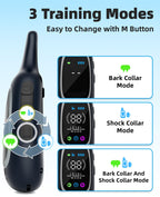 2-in-1 Dog Shock Collar and Bark Collar for Dogs – 3300FT Dog Training Collar with Remote, IP67 Waterproof e Collar with Anti