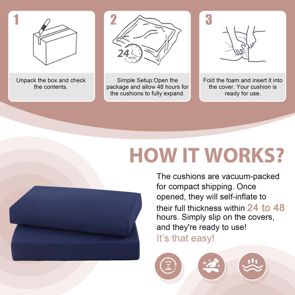 7-Piece Patio Furniture Cushions Set, Replacement Outdoor Cushions for 4-Seat Patio Sectional, Waterproof & Fade Resistant Deep Seat Cushion for