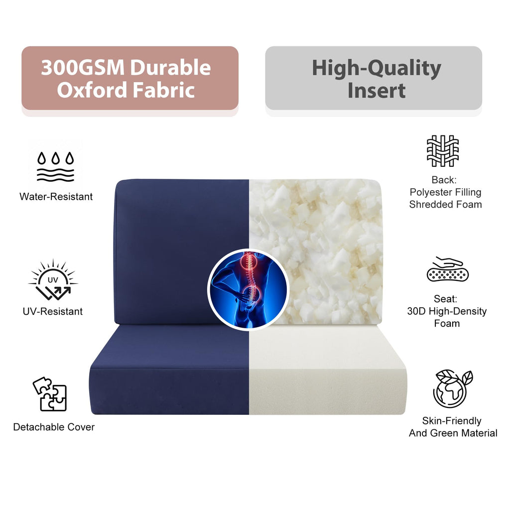 7-Piece Patio Furniture Cushions Set, Replacement Outdoor Cushions for 4-Seat Patio Sectional, Waterproof & Fade Resistant Deep Seat Cushion for