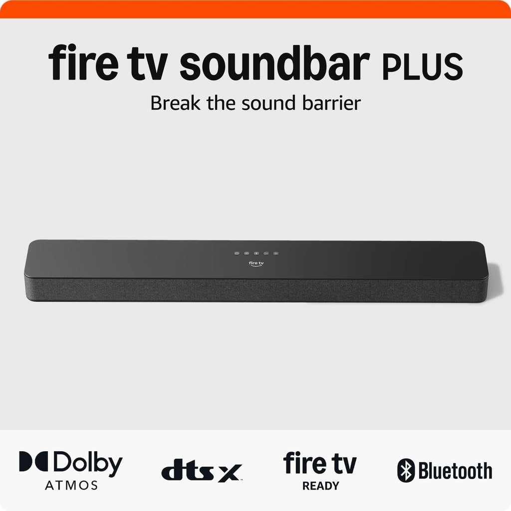 Fire TV Soundbar Plus (newest model) with built-in subwoofer, 3.1 channel, Dolby Atmos, clear dialogue