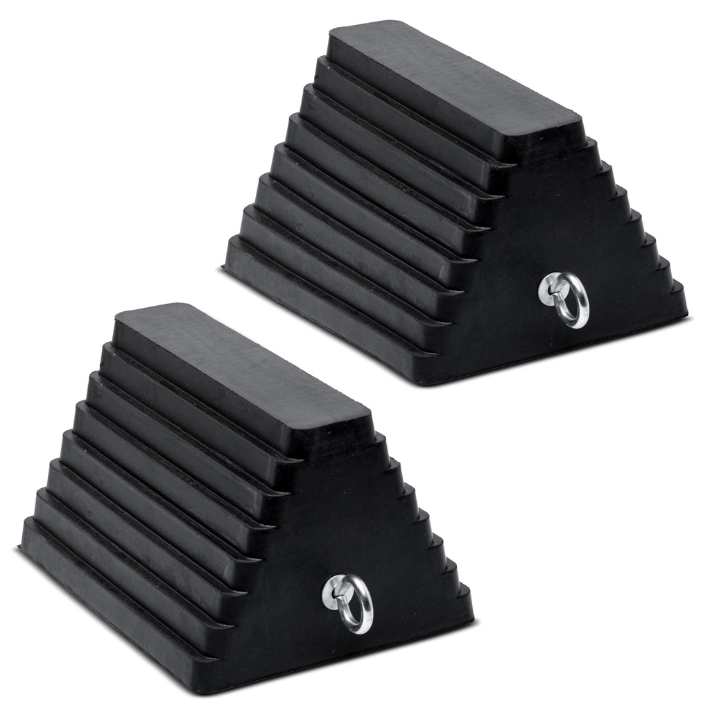 Industrial Extra Large Wheel Chock 2-Pack - Heavy Duty Molded Rubber XL Wheel Chock for Trucks, Trailers, RVs or Large Freight Equipment - Max Weight