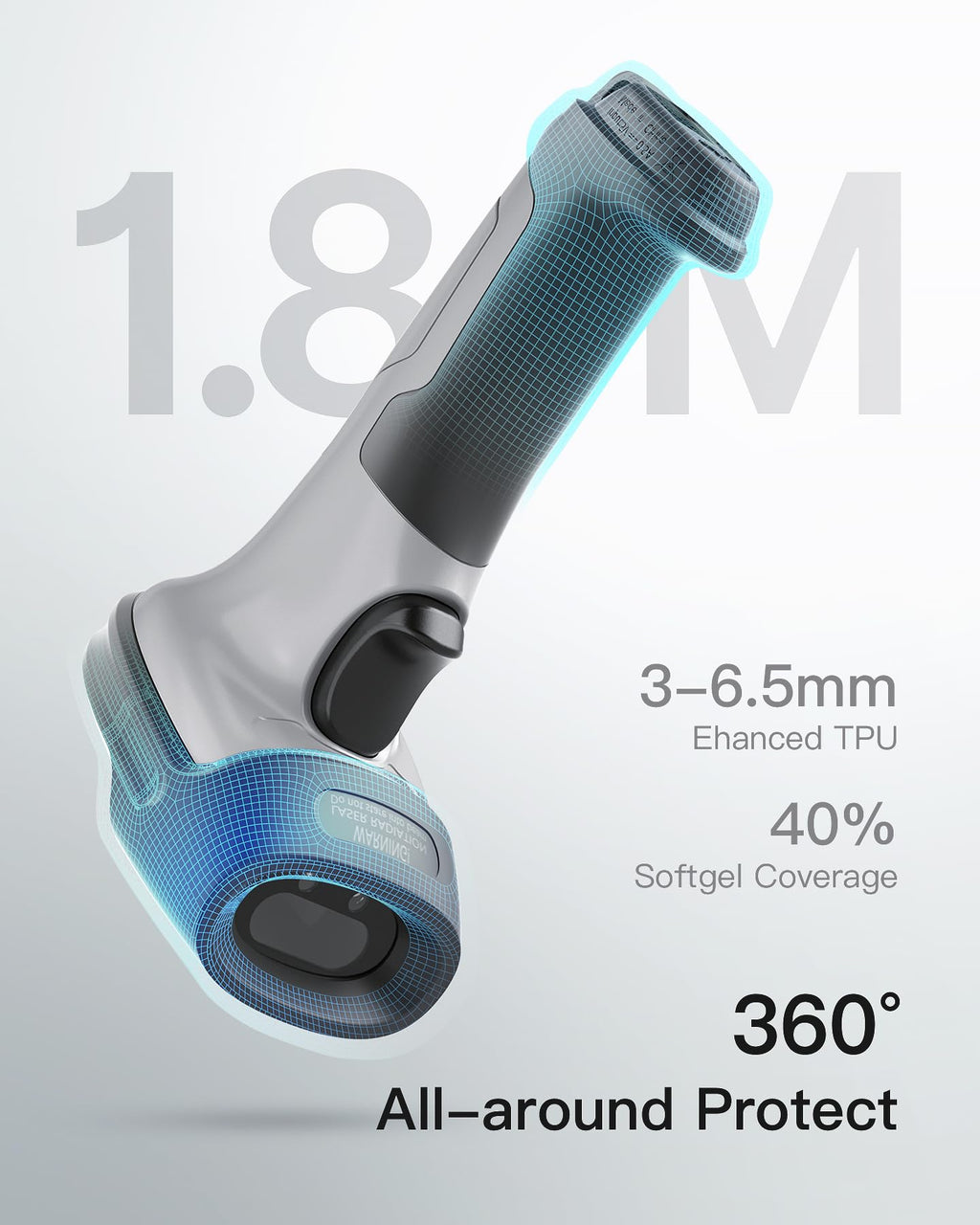 Inateck 1D Bluetooth Barcode Scanner, 2600mAh Battery, 115FT Range, BCST-70