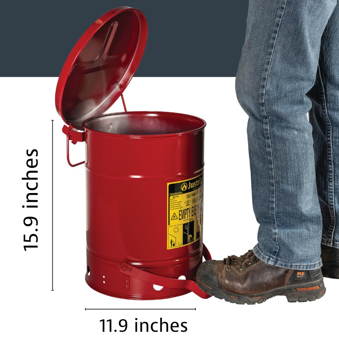 Justrite 6 Gallon Galvanized Steel Oily Waste Can