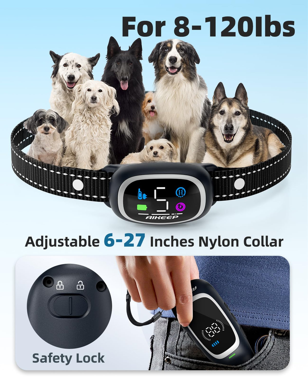 2-in-1 Dog Shock Collar and Bark Collar for Dogs – 3300FT Dog Training Collar with Remote, IP67 Waterproof e Collar with Anti