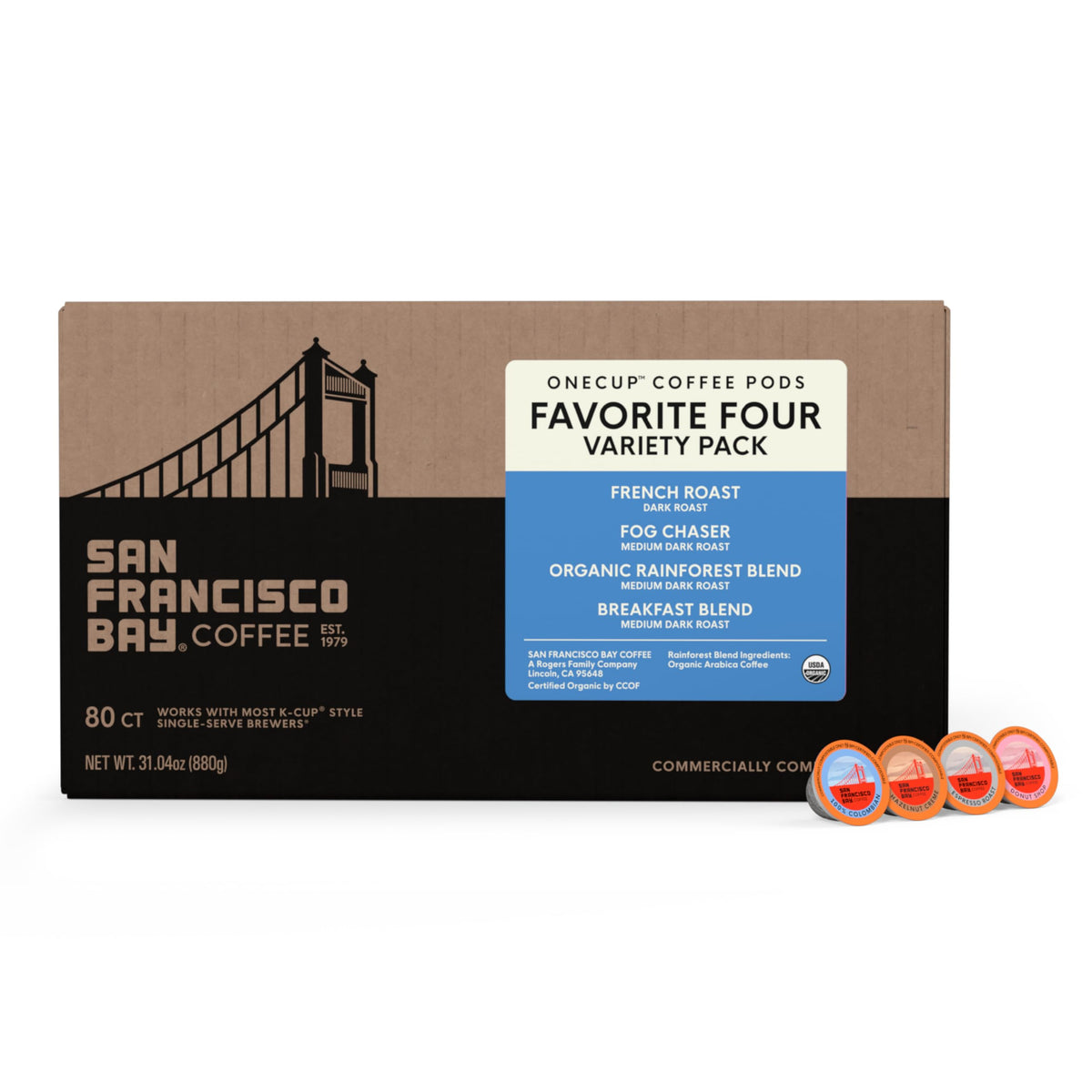 San Francisco Bay Variety Pack Original K-Cup Compatible Coffee Pods, 80 ct