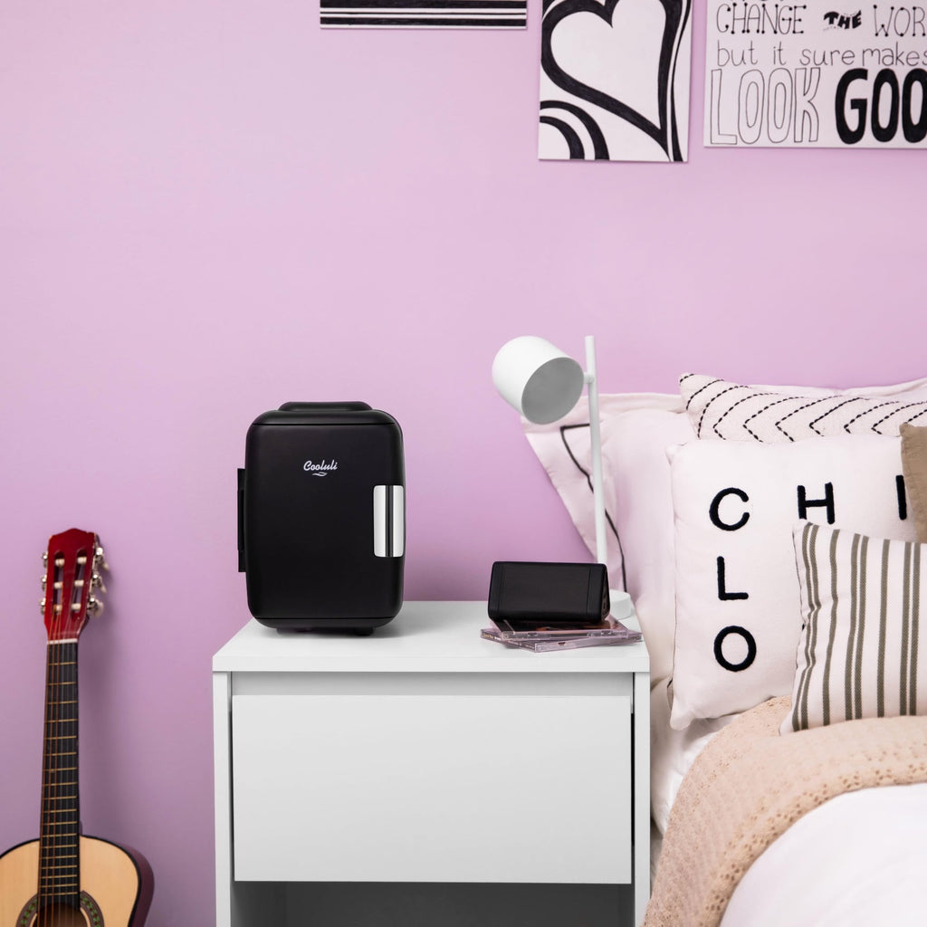 Cooluli Mini Fridge for Bedroom - Car, Office Desk & Dorm Room - Portable 4L/6 Can Electric Plug In Cooler & Warmer for Food, Drinks, Skincare Beauty