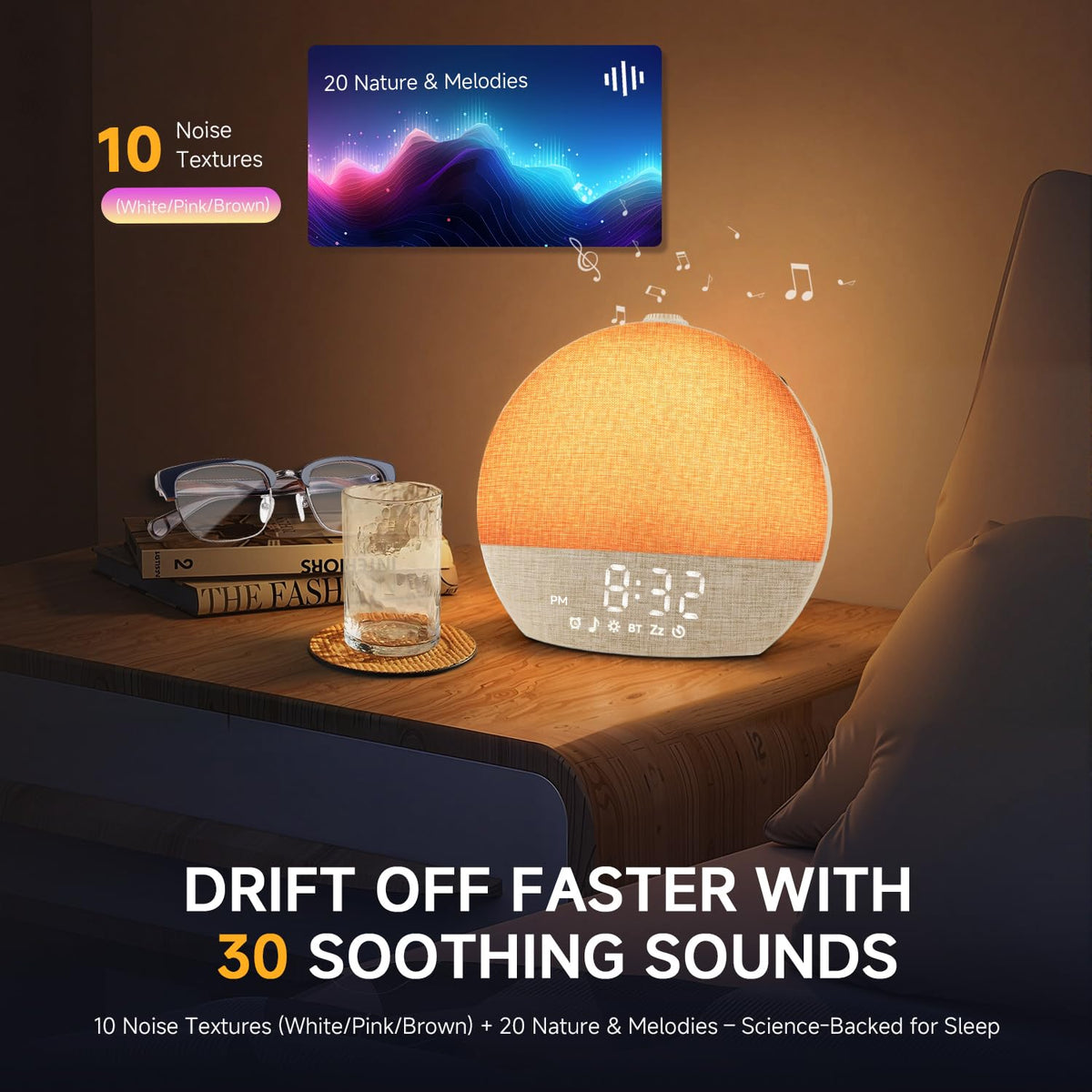 Sunrise Alarm Clock White Noise Machine with Bluetooth Speaker,Khaki