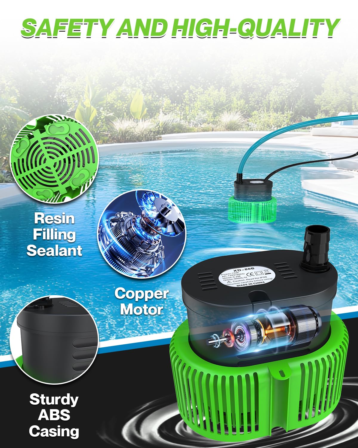 AgiiMan 850GPH Pool Cover Pump, Submersible Sump Pump above Ground