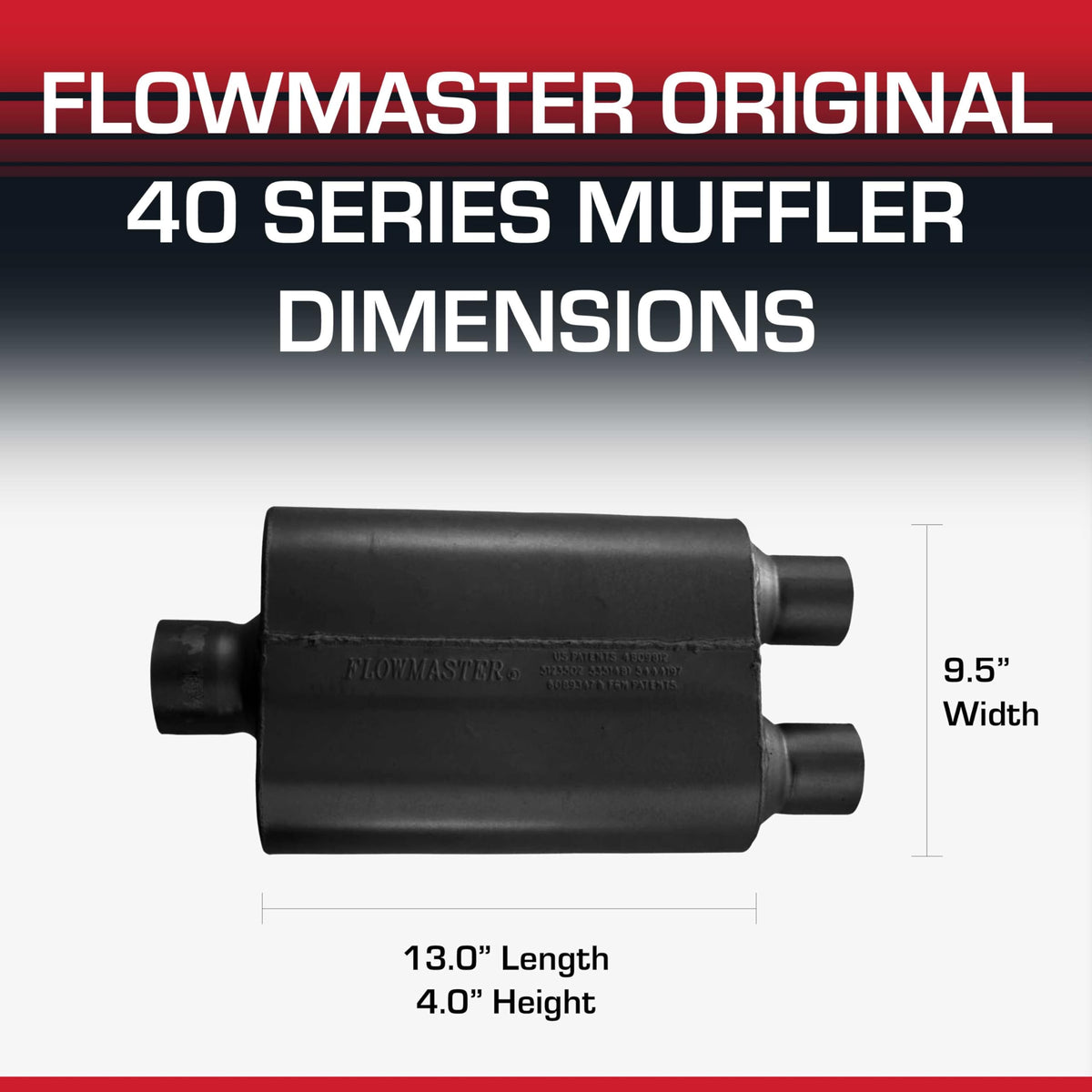 Flowmaster 40 Series Chambered Muffler – 3.00" Center In / 2.50" Dual Out