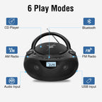 Portable CD Player Boombox with Bluetooth, AM/FM Radio & USB