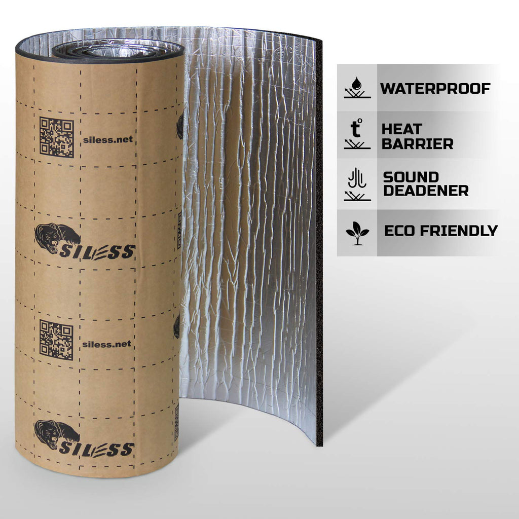 Siless Liner 157 mil (4 mm) 36 sqft Aluminum Foil Finish Car Sound Deadening & Heat Insulation Closed Cell Foam - PE Foam Sound Deadener