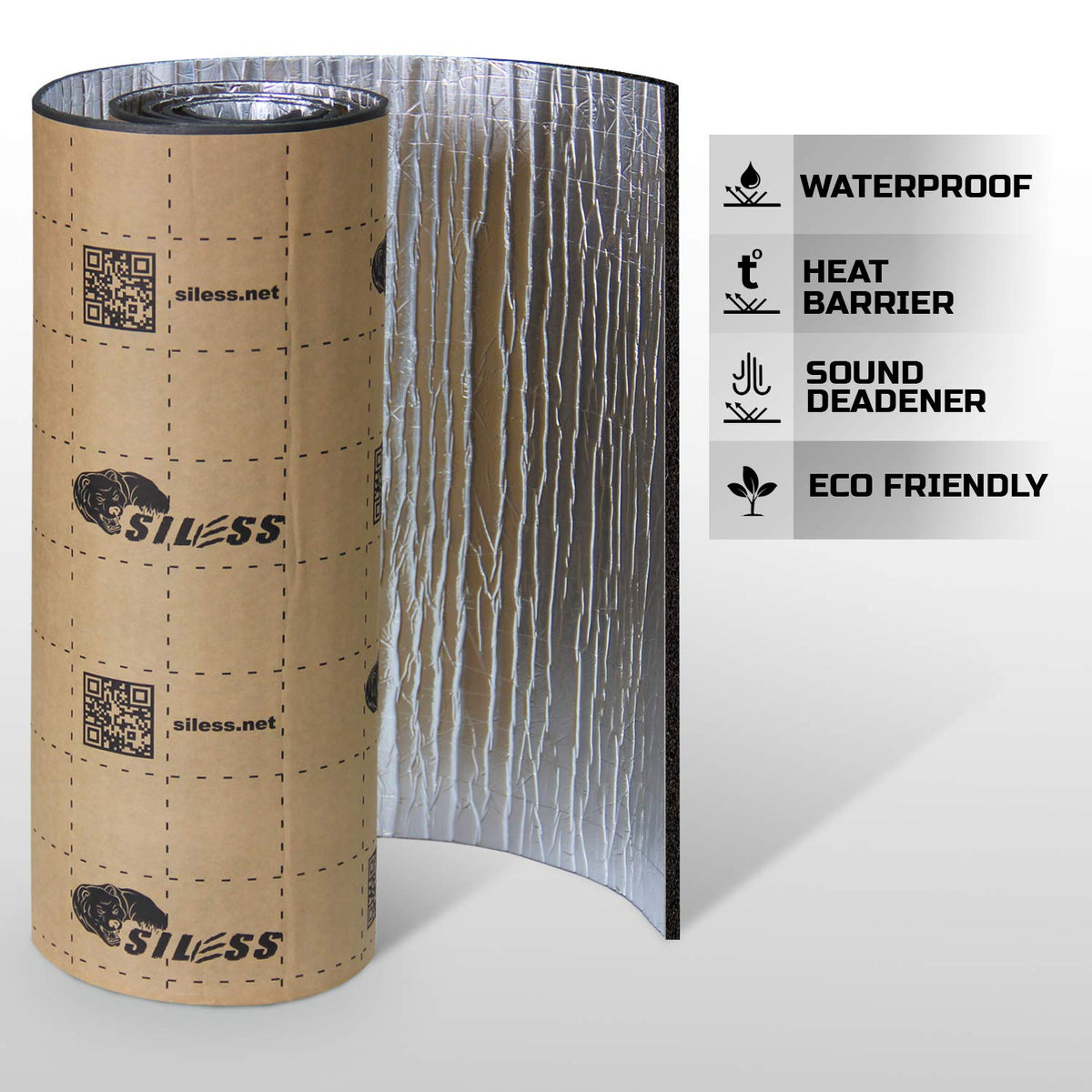 Siless Liner 157 mil (4 mm) 36 sqft Aluminum Foil Finish Car Sound Deadening & Heat Insulation Closed Cell Foam - PE Foam Sound Deadener