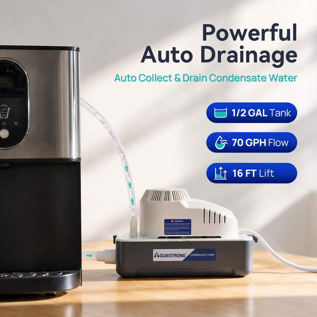 Aquastrong 115V 70GPH HVAC Condensate Pump, AC Condensate Remove Pump with Automatic Safety Switch & & 19.7ft Tubing for Air Conditioner, Furnace
