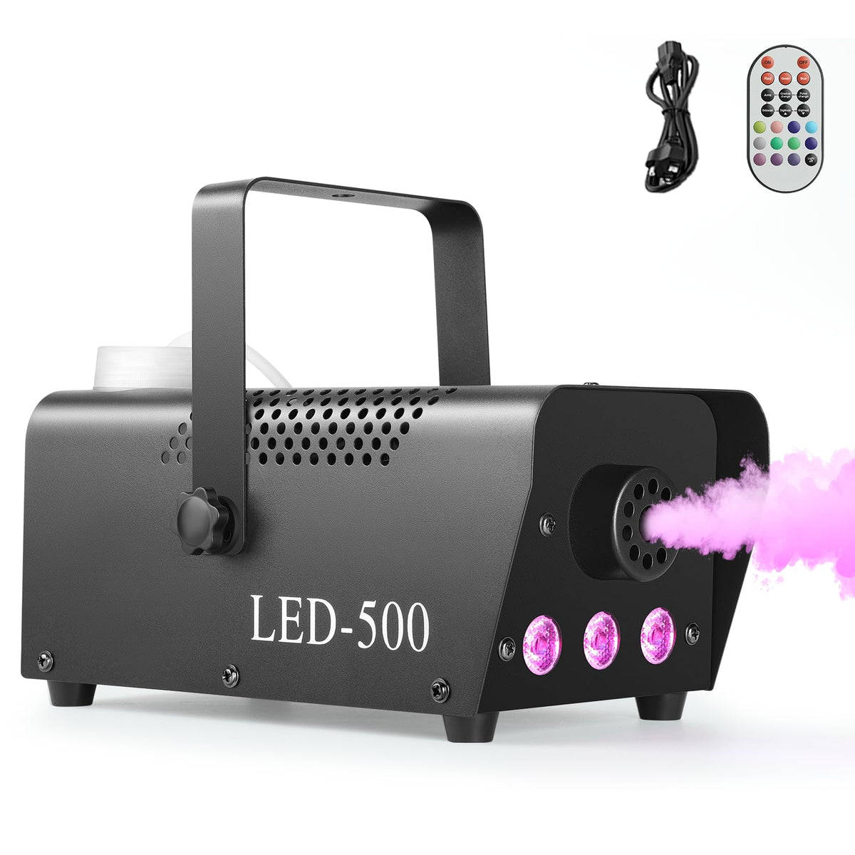 Fog Machine 500W with 14 Color RGB LED Lights and Auto Mode, 2000CFM Smoke Machine Fog with Wireless Remote Control for Parties Indoor Outdoor