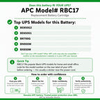 APC Genuine UPS Replacement Battery RBC17 for Models BE650G1 BE850G2 BR700G