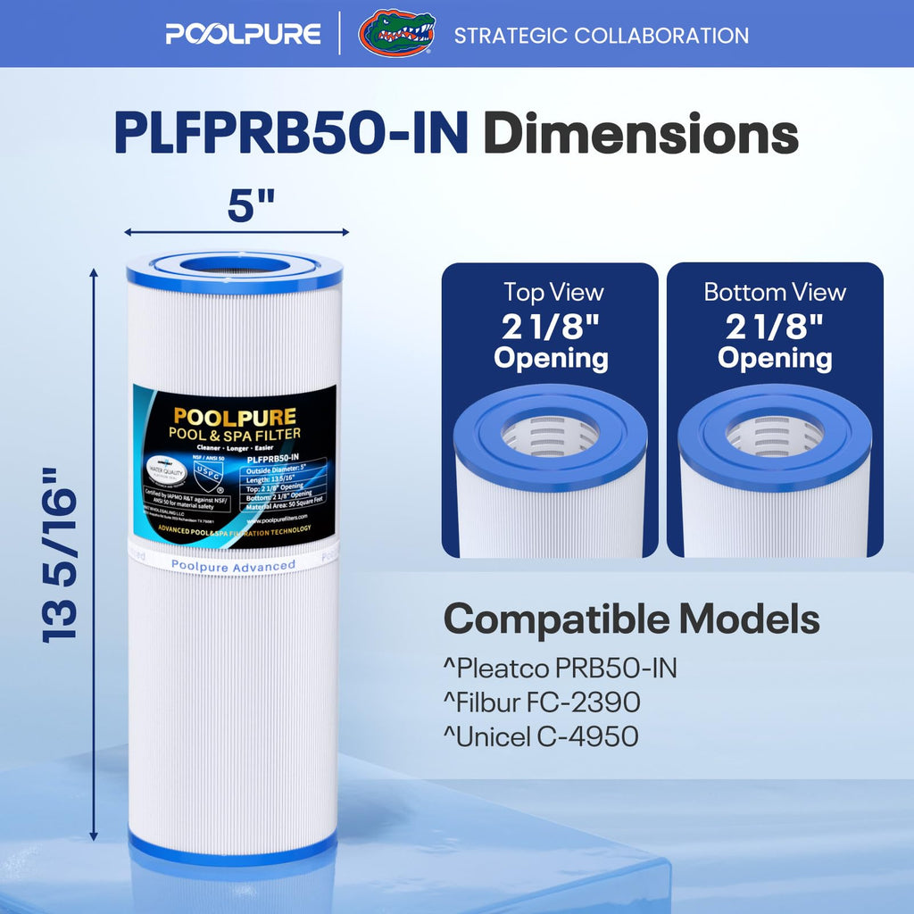 POOLPURE PLFPRB50-IN Hot Tub Filter Replace Pleatco PRB50-IN, Unicel C-4950