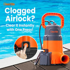1/3 HP Submersible Utility Pump, 2790 GPH High Flow, Portable Sump Pump with Auto Water Sensor, Ideal for Pool, Flooded Basement, Hot Tub, Pond and