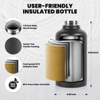RAYMYLO Insulated Water Bottle 64 oz, Triple Wall Vacuum Stainless Steel