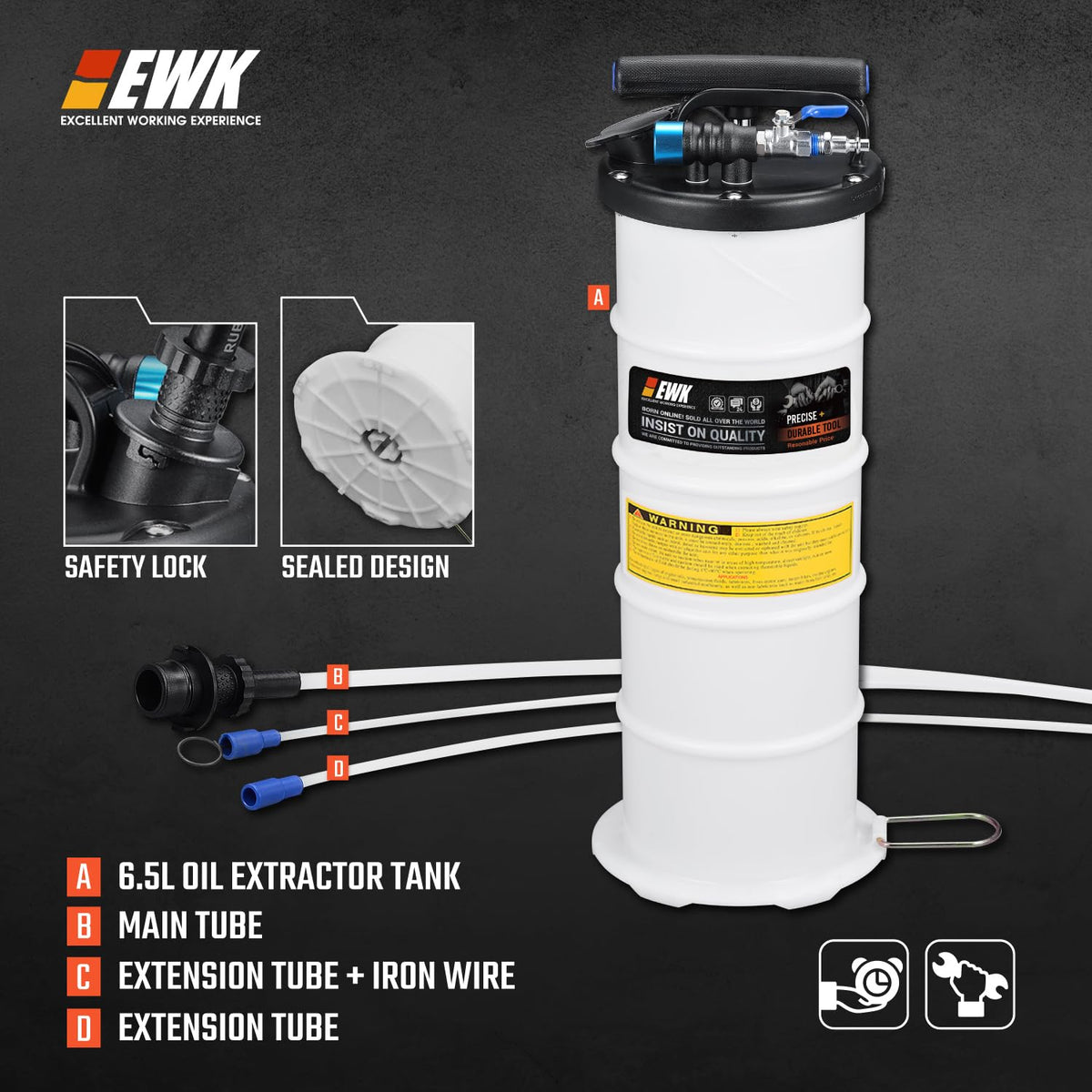EWK 6.5L Pneumatic/Manual Oil Extractor, Oil Change Pump for Automotive