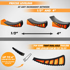 CARMTEK Camper Leveler Premium Kit - Curved RV Levelers with Camper Wheel Chocks, Rubber Mats and Carry Bag | Faster Camper Leveling Than RV Leveling