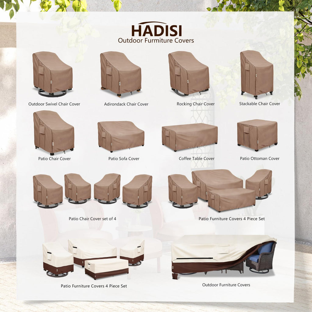 Patio Chair Covers for Outdoor Furniture Waterproof 4 Pack, Heavy Duty Waterproof Outdoor Swivel Chair Cover (30"W x34"D x36"H - Brown)