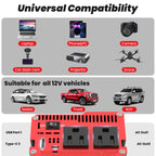 1000W Power Inverter 12V DC to 110V/120V AC Car Converter for Vehicles