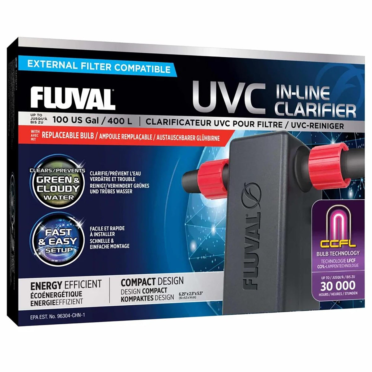 Fluval in Line UVC Clarifier for Aquarium Filters