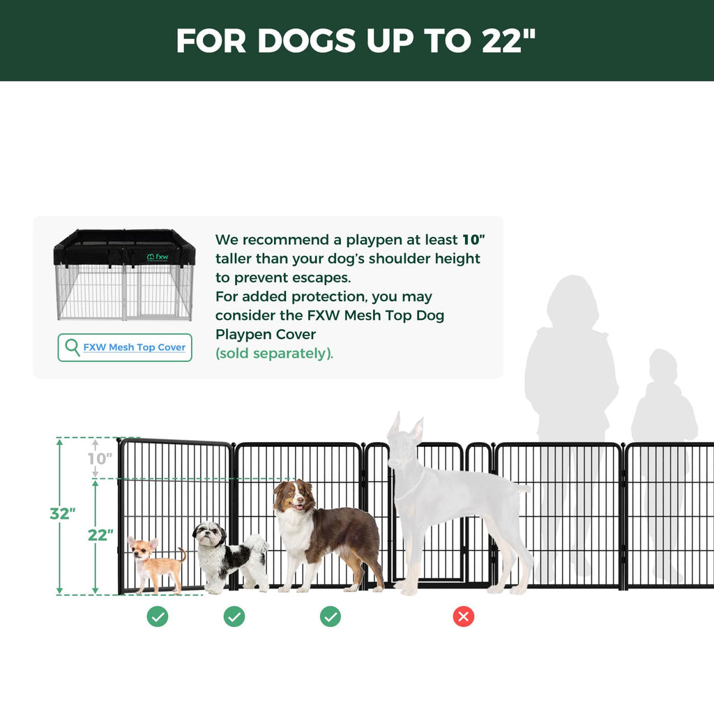 FXW Homeplus Indoor Dog Playpen, 32" H, 8 Panels, for Small & Medium Dogs