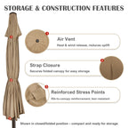 9' Outdoor Patio Umbrella, Outdoor Table Umbrella, Yard Umbrella, Market Umbrella with 8 Sturdy Ribs, Push Button Tilt and Crank