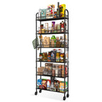 Slim Rolling Storage Cart with Wheels, Metal 6 Tier Spice Rack Mobile Shelving Unit Organizer Kitchen Utility Cart for Office Bathroom Kitchen