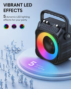 Karaoke Machine, Portable Bluetooth Speaker with 2 Wireless Microphones