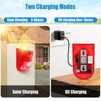 Qualirey 2 Pack Solar Motion Sensor Alarm 129db Outdoor Strobe Light,Red