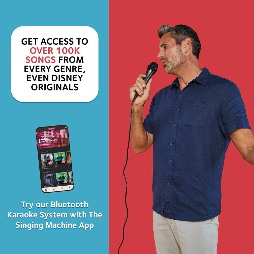 Singing Machine Portable Karaoke Machine for Adults & Kids with Wired Microphone, White - Built-In Speaker, Bluetooth with LED Disco Lights - Karaoke