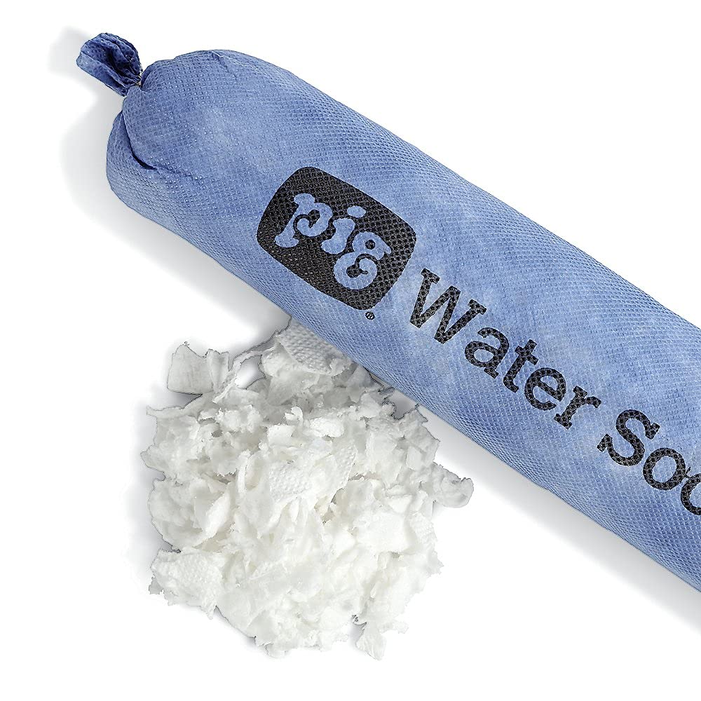 PIG Super Absorbent Sock for Water | 12 Pack | Ext. Dia. 3" W x 4' L | Absorbs Up to 1.75 Gallons per Sock | PM50636