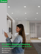 24 Pack 4 Inch LED Recessed Ceiling Light, 5CCT, Dimmable, White