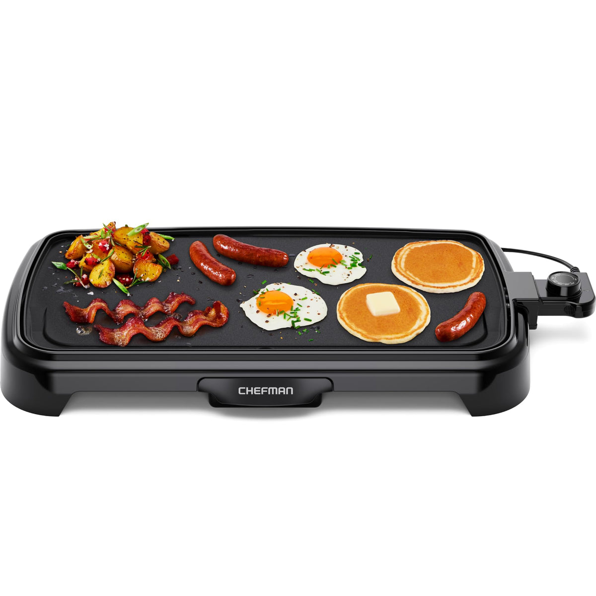 Chefman XL Electric Griddle with Removable Temperature Control, Immersible Flat Top Grill, Burger, Eggs, Pancake Griddle, Nonstick Extra Large