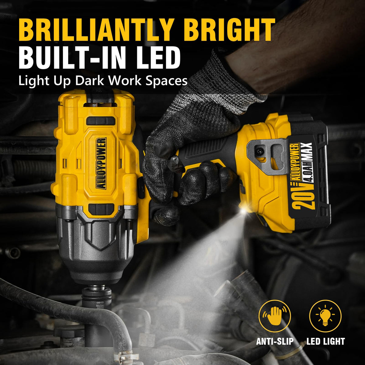 1500 FT-LBS(2000N.M) Cordless Impact Wrench, 1/2" High Torque