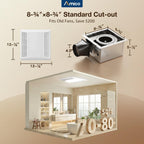 Amico Bathroom Exhaust Fan with LED Light, 80 CFM, 0.9 Sones, 90 CRI, White