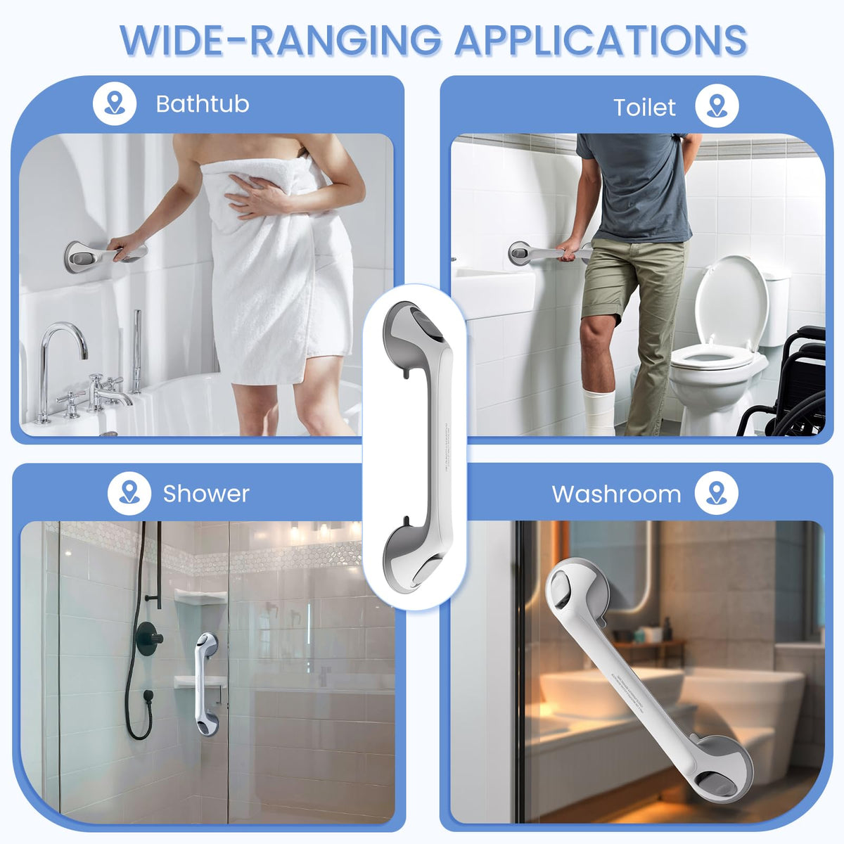 2 Pack Grab Bars for Shower, 16 Inch Shower Handles for Elderly
