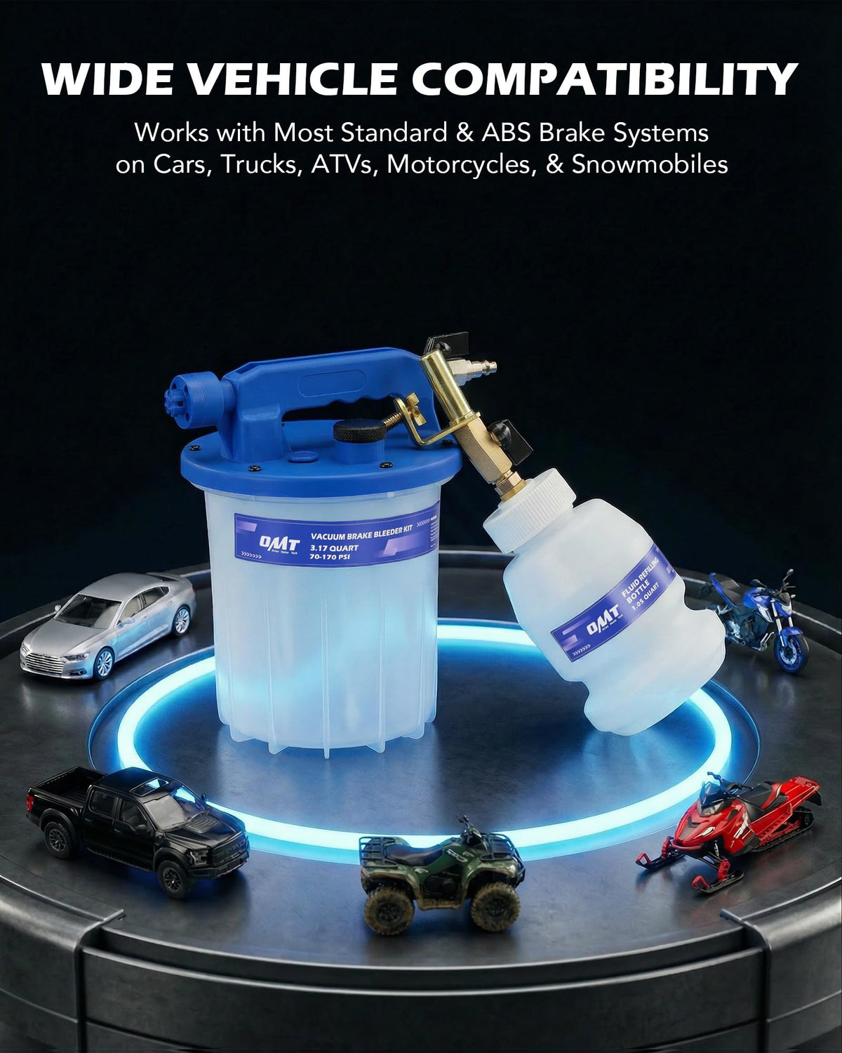 OMT 3L Vacuum Brake Bleeder Kit, 3.2 qt Pneumatic Brake Fluid Bleeder Kit