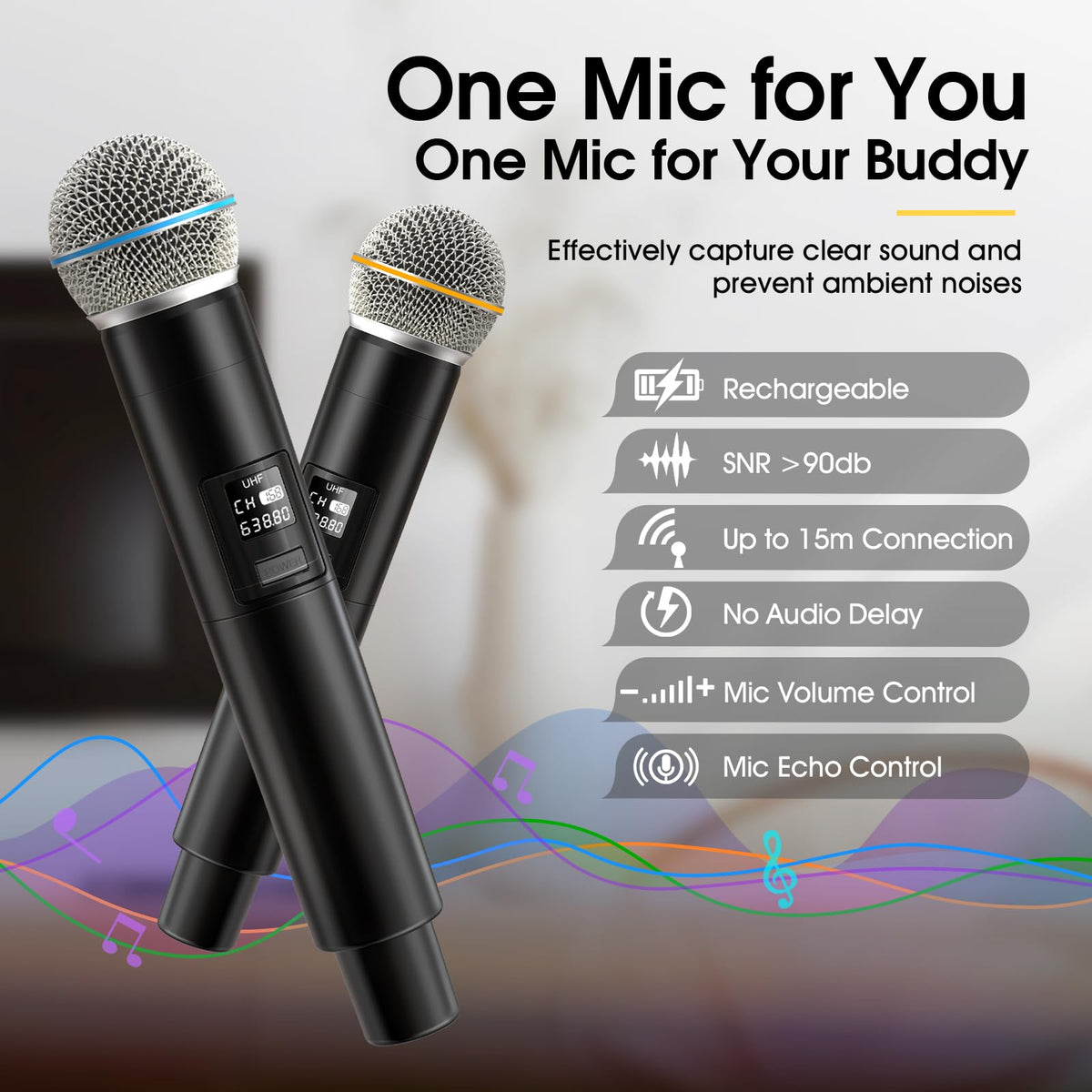 Karaoke Machine, Retro-Design Speaker with 2 Wireless Microphones for Adults & Kids, Portable Karaoke System for Home Party, Bluetooth/AUX/USB/TF/TWS