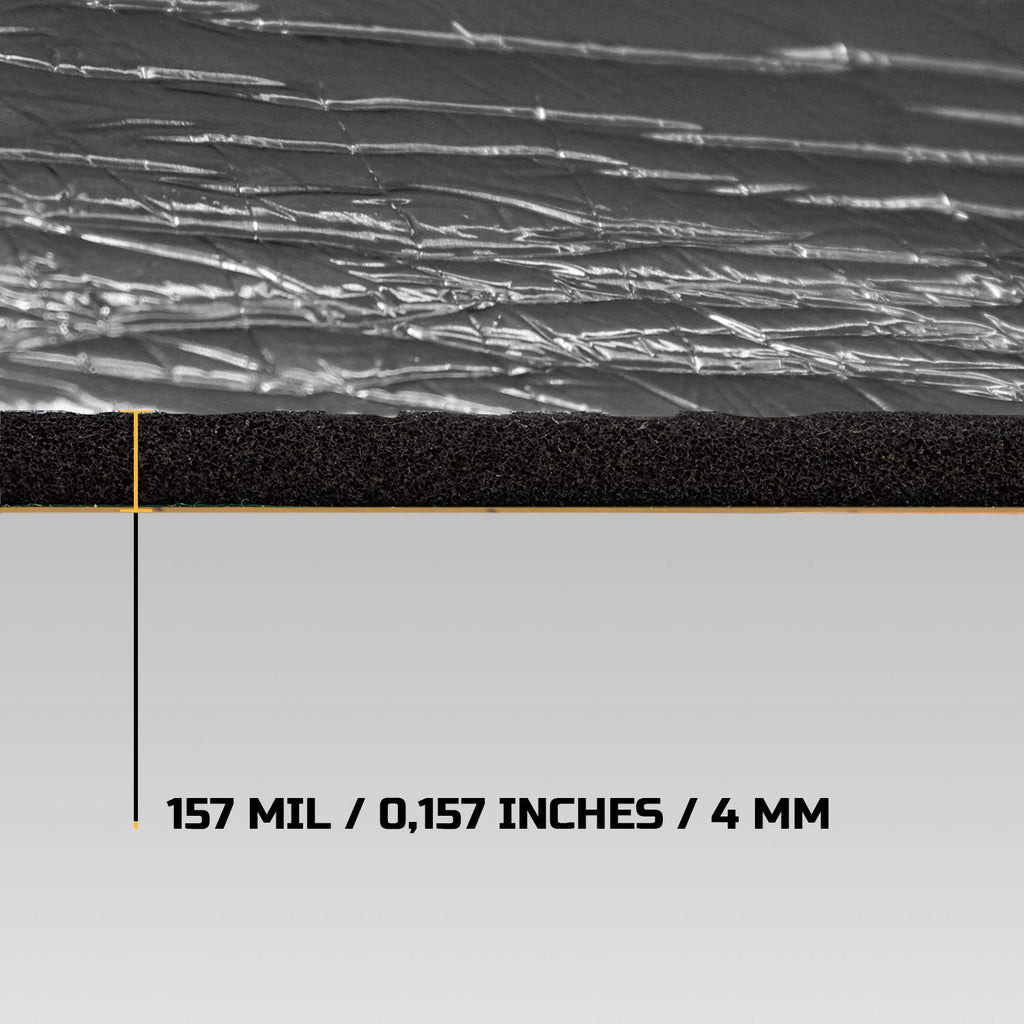 Siless Liner 157 mil (4 mm) 36 sqft Aluminum Foil Finish Car Sound Deadening & Heat Insulation Closed Cell Foam - PE Foam Sound Deadener