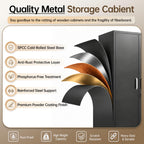Metal Storage Cabinet with Adjustable Shelves, Garage Cabinet with 2 Lockable Doors, Garage Storage Cabinet, Kitchen Pantry Cabinet - 71'H, Black